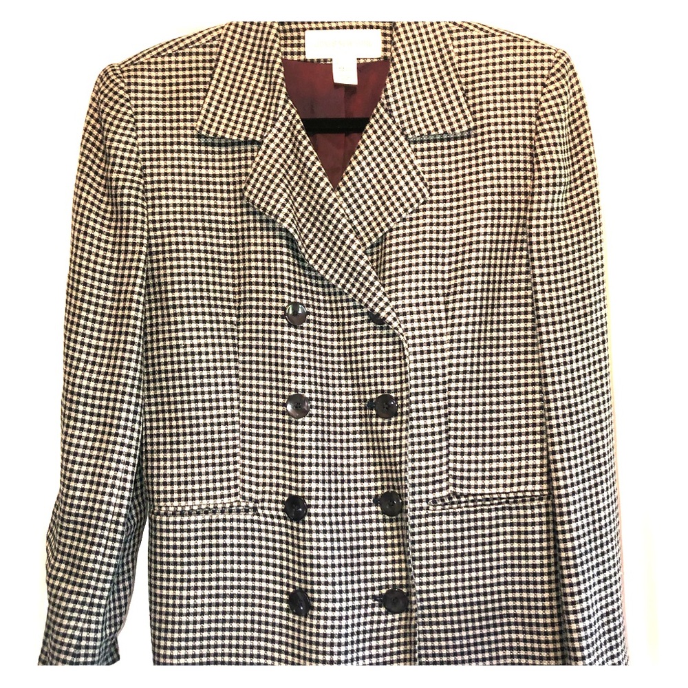 Jones New York  jacket checkered tan and navy